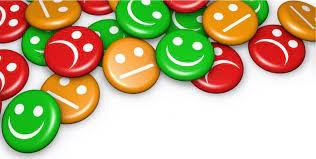 smileys knappar röda sura, gröna glada, gula varken eller